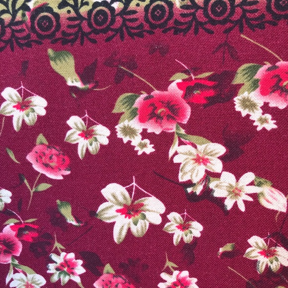 womens 2xl floral hoodie jacket zip up green burgundy blue fleece lined - Picture 7 of 11